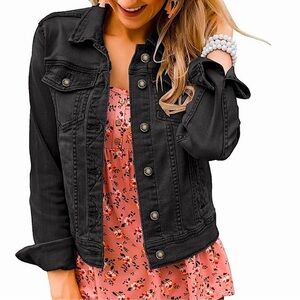 NWT Stretch Button Down Long Sleeve Denim Trucker Jacket XS